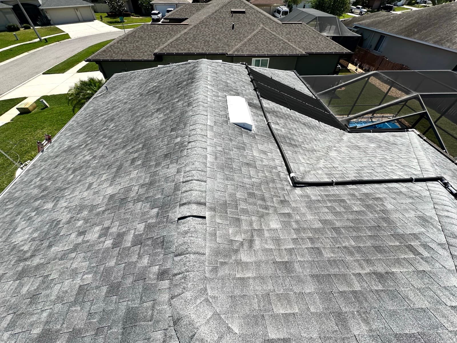 Roof soft wash in progress - Riverview FL